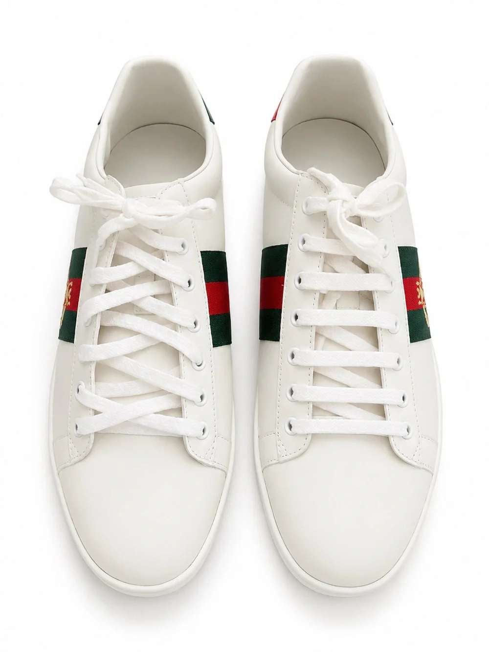 Gucci Ace Web Stripe Leather Sneakers White Men’s Size 45 w/ Box Dust Bag